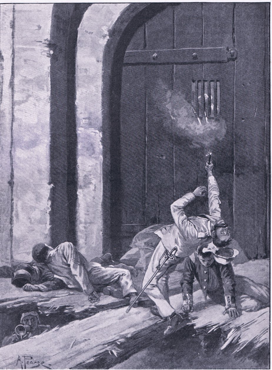 Deli: Tenente Salkeld, engenheiros de Bengala explodindo o Portão da Caxemira, ilustração das Batalhas Britânicas na Terra e no Mar, 1915 de Alfred Pearse