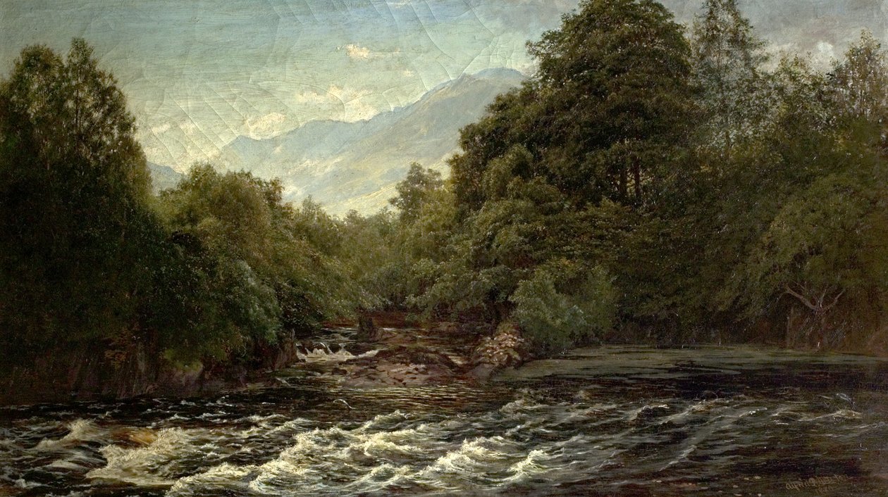 A piscina de salmão (piscina de salmão no Spean, Escócia), 1880 de Alfred Pizzey Newton