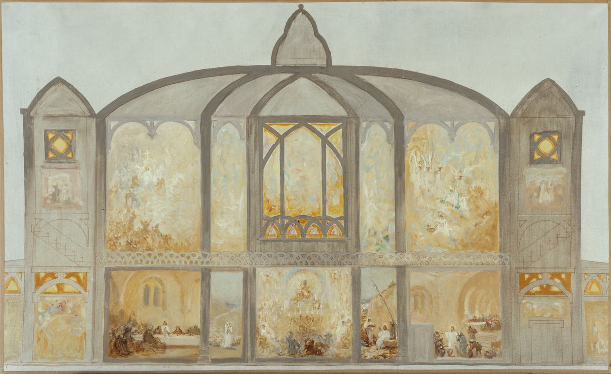 Esboço para a igreja de Saint-Jean de Montmartre, cerca de 1900 (óleo) de Alfred Plauzeau