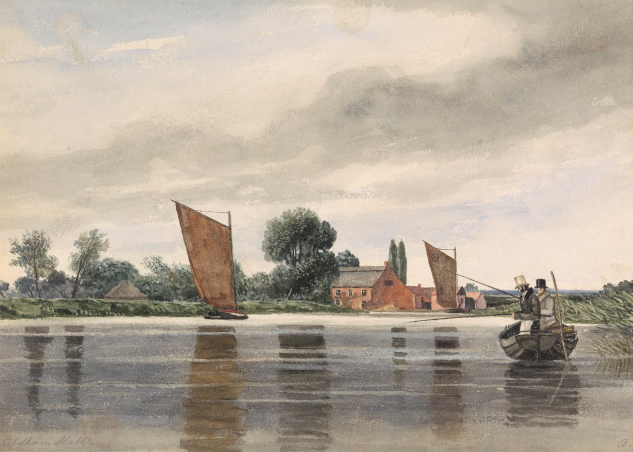 Coldham Hall, com H. Priest e C. Turner Angling, 1835 de Alfred Priest