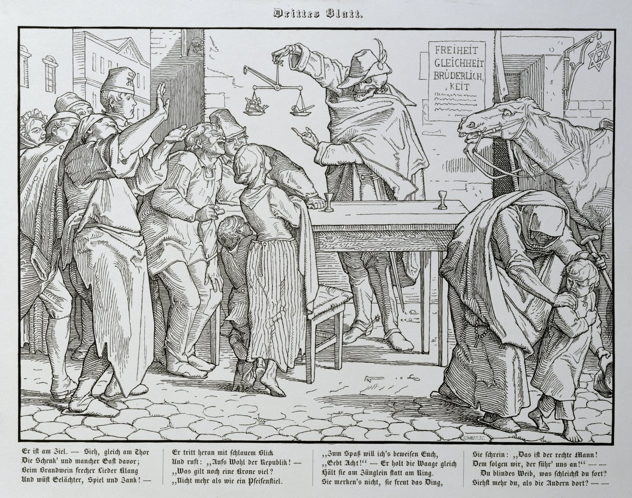 Morte Antes do Public House, de &39;Another Dance of Death&39;, publicado por Georg Wigand em Leipzig, 1849 de Alfred Rethel