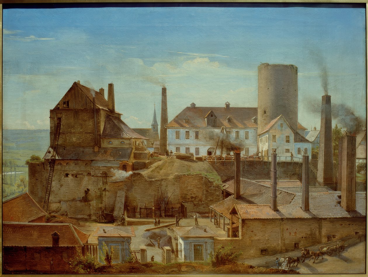 A fábrica de Harkortsche em Burg Wetter an der Ruhr de Alfred Rethel