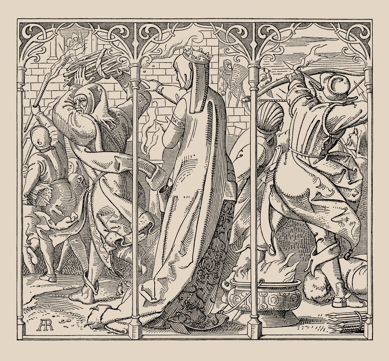 Die Nibelungen. Como a rainha deu ordens para queimar o salão, 1840-1841. de Alfred Rethel