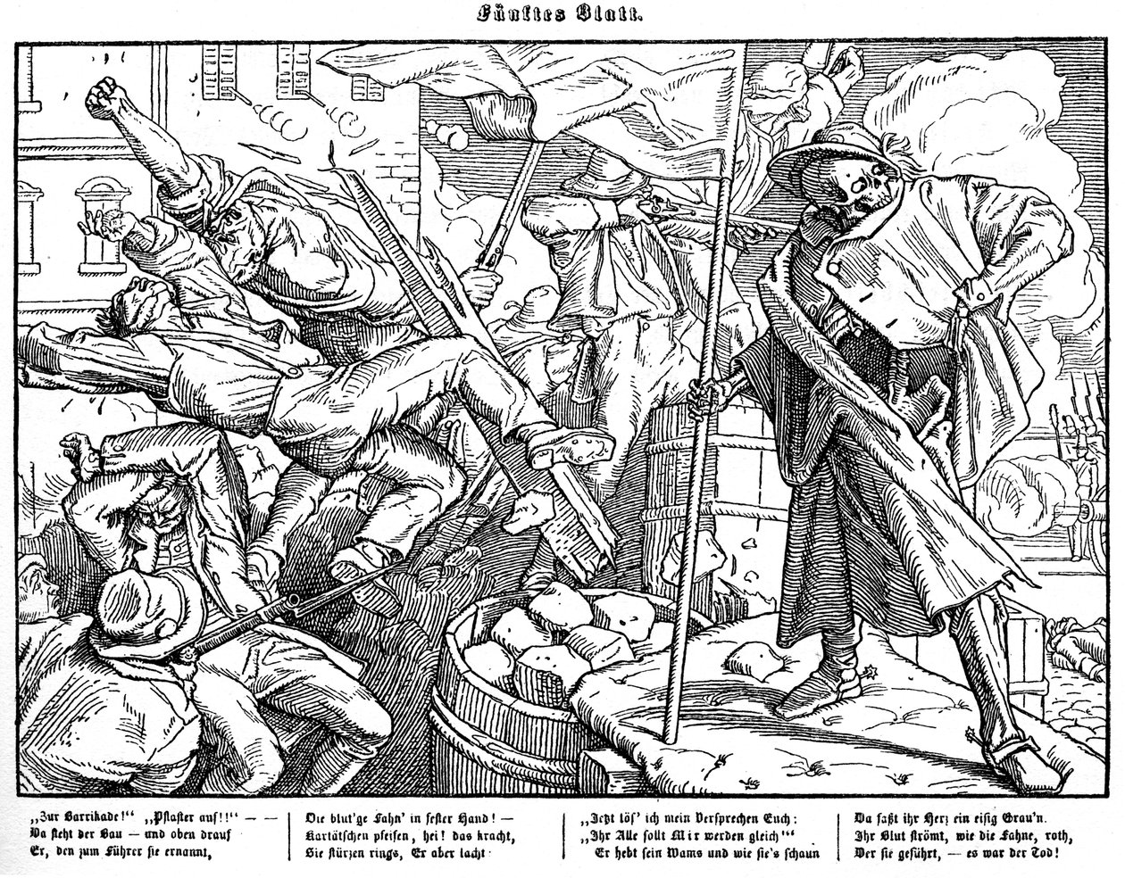 Totentanz 1848: a morte lidera cidadãos revolucionários de Alfred Rethel