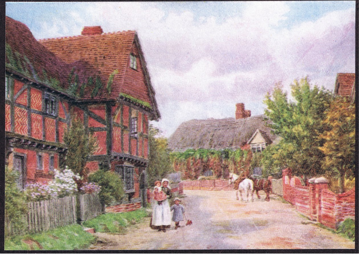 Chalés em East Hagbourne, de The Cottages e Village Life of Rural England publicado por Dent & Sons Limited, 1912 de Alfred Robert Quinton