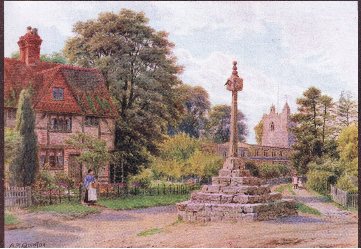 A Cruz, East Hagbourne, Berkshire, de The Cottages e a vida na aldeia rural de Inglaterra publicado pela Dent & Sons Limited, 1912 de Alfred Robert Quinton