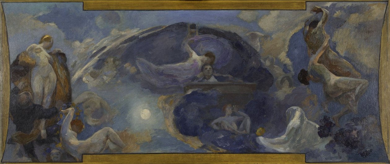 Esboço para o Petit Palais, galeria sul: Poesia - Drama, entre 1906 e 1914 (óleo sobre tela) de Alfred Roll