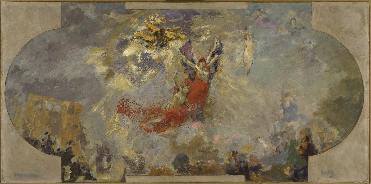 Esboço para o Petit Palais, galeria sul: Apoteose (teto central), entre 1906 e 1913 (óleo sobre tela sobre madeira) de Alfred Roll