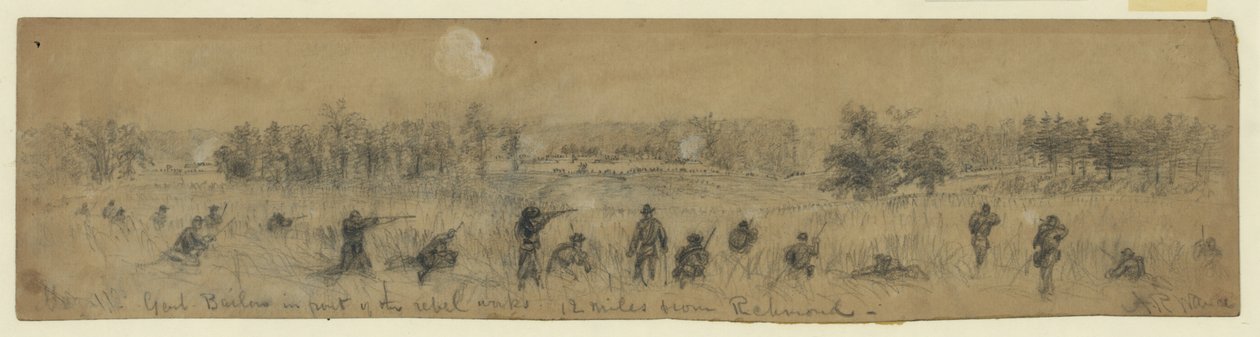 Genl. Barlow na frente das obras rebeldes. 12 milhas de Richmond de Alfred Rudolph Waud