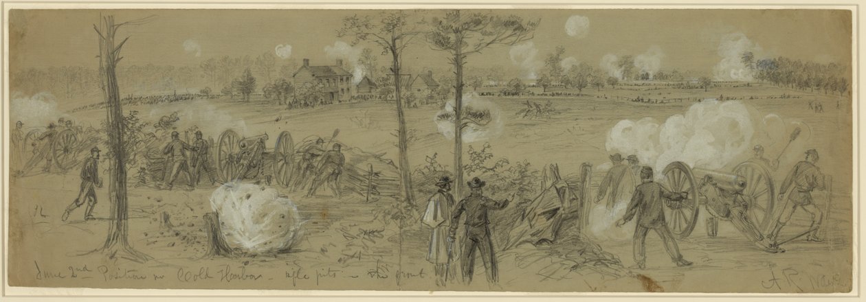 2 de junho Posição nr. Poços de rifle Cold Harbor na frente de Alfred Rudolph Waud