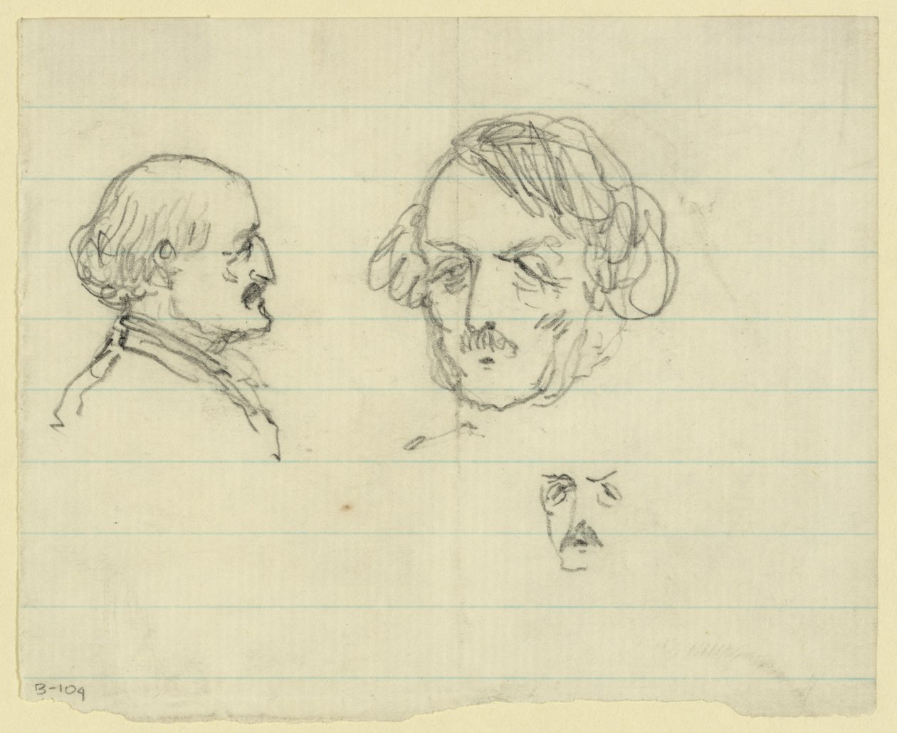 Três retratos de busto, incluindo Benjamin Butler de Alfred Rudolph Waud