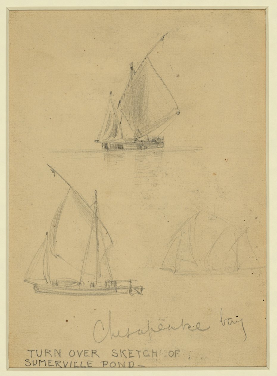 Três veleiros na Baía de Chesapeake de Alfred Rudolph Waud