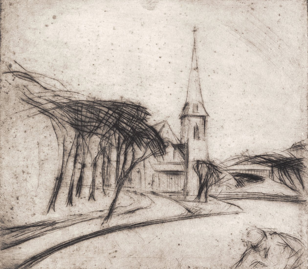 Estrada com igreja de Alfred Simonsen