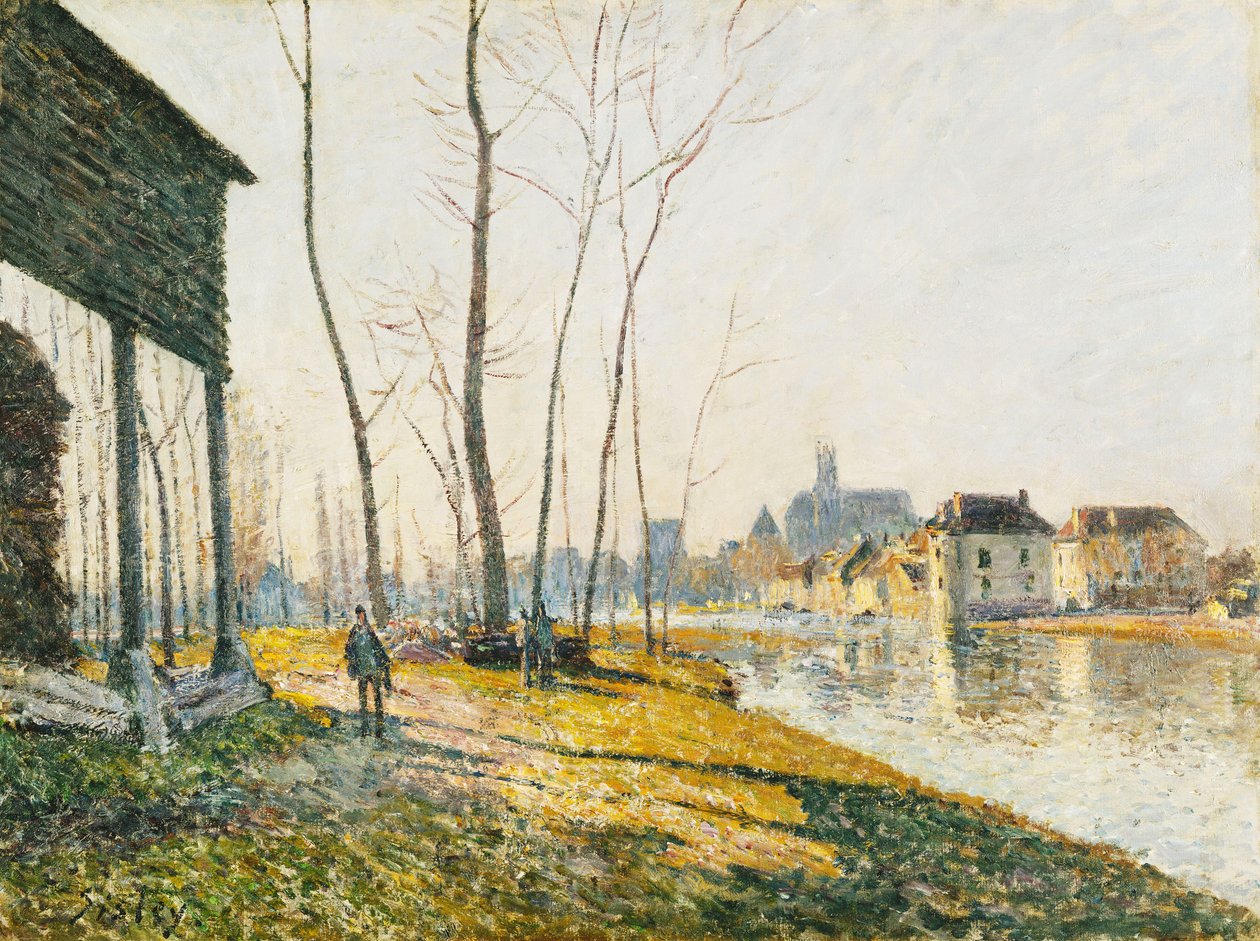Uma manhã de fevereiro em Moret-sur-Loing; Manhã de fevereiro em Moret-sur-Loing, 1881 de Alfred Sisley