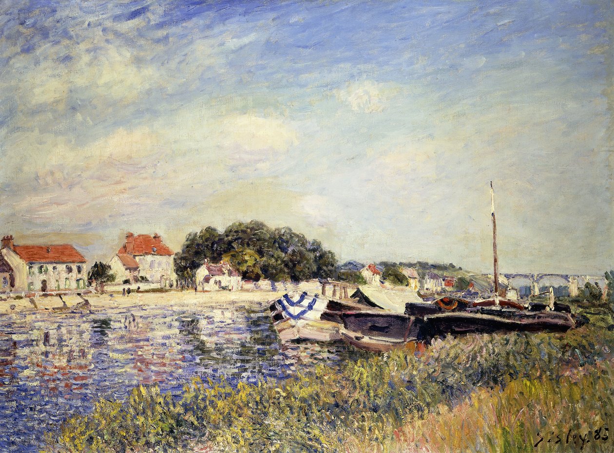Bancos do Loing em Saint-Mammes; Margens do Loing em Saint-Mammes, 1885 de Alfred Sisley