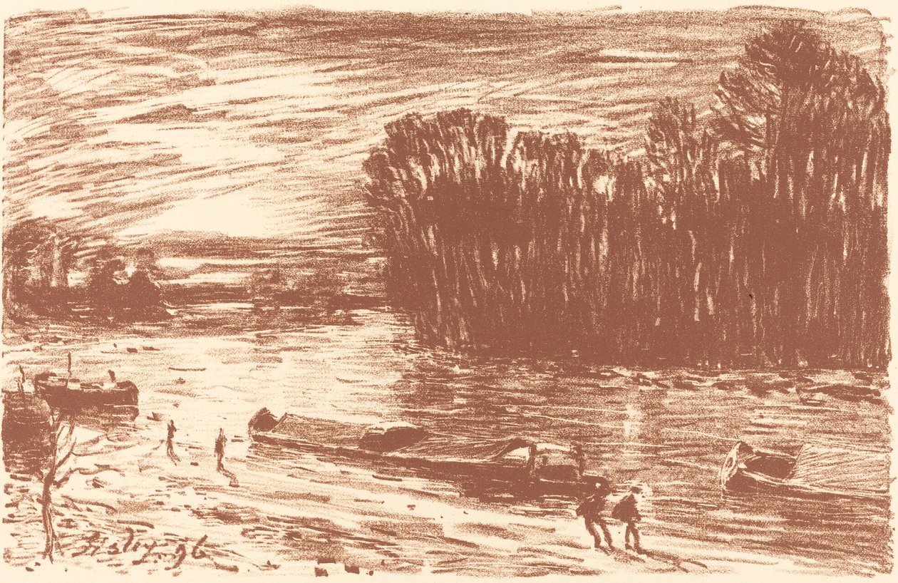 Bancos do Loing perto de Saint-Mammes Bords du Loing, pres Saint-Mammes, 1896. de Alfred Sisley
