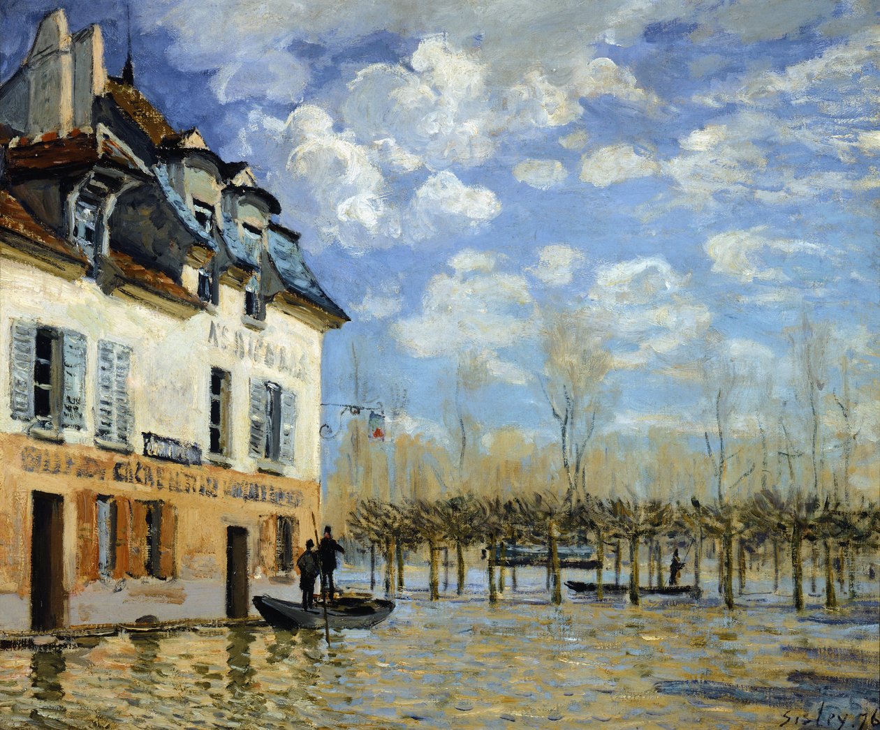 Barco na inundação em Port-Marly (Port-Marly) (petróleo sobre tela de Alfred Sisley