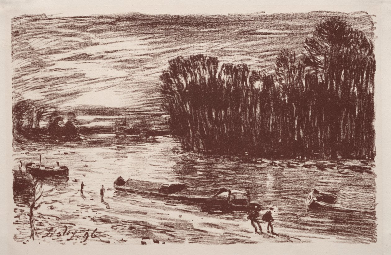 Bancos do Loing, perto de Saint-Mammès, 1896. de Alfred Sisley