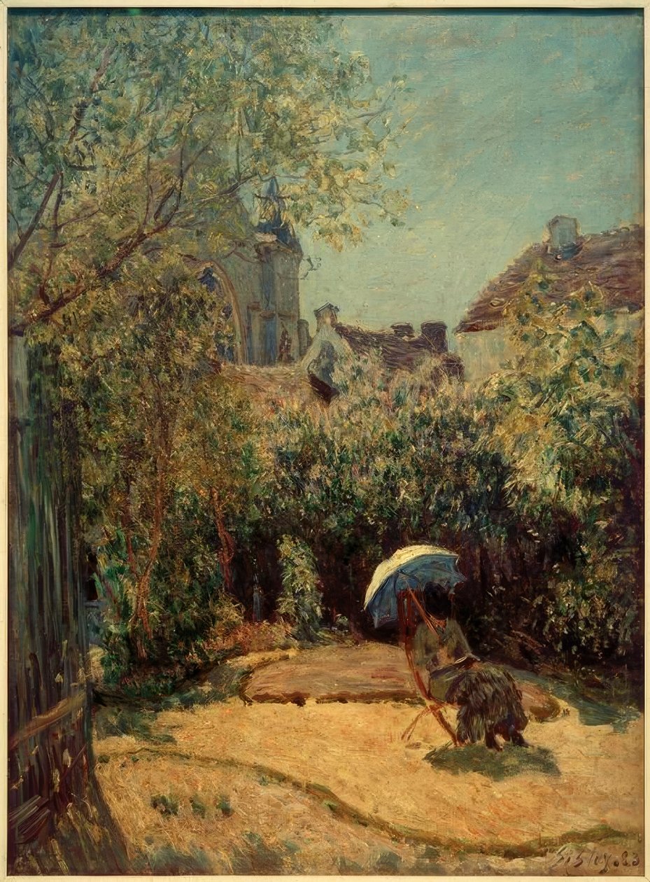 Mulher com lombrelle - cena de verão de Alfred Sisley