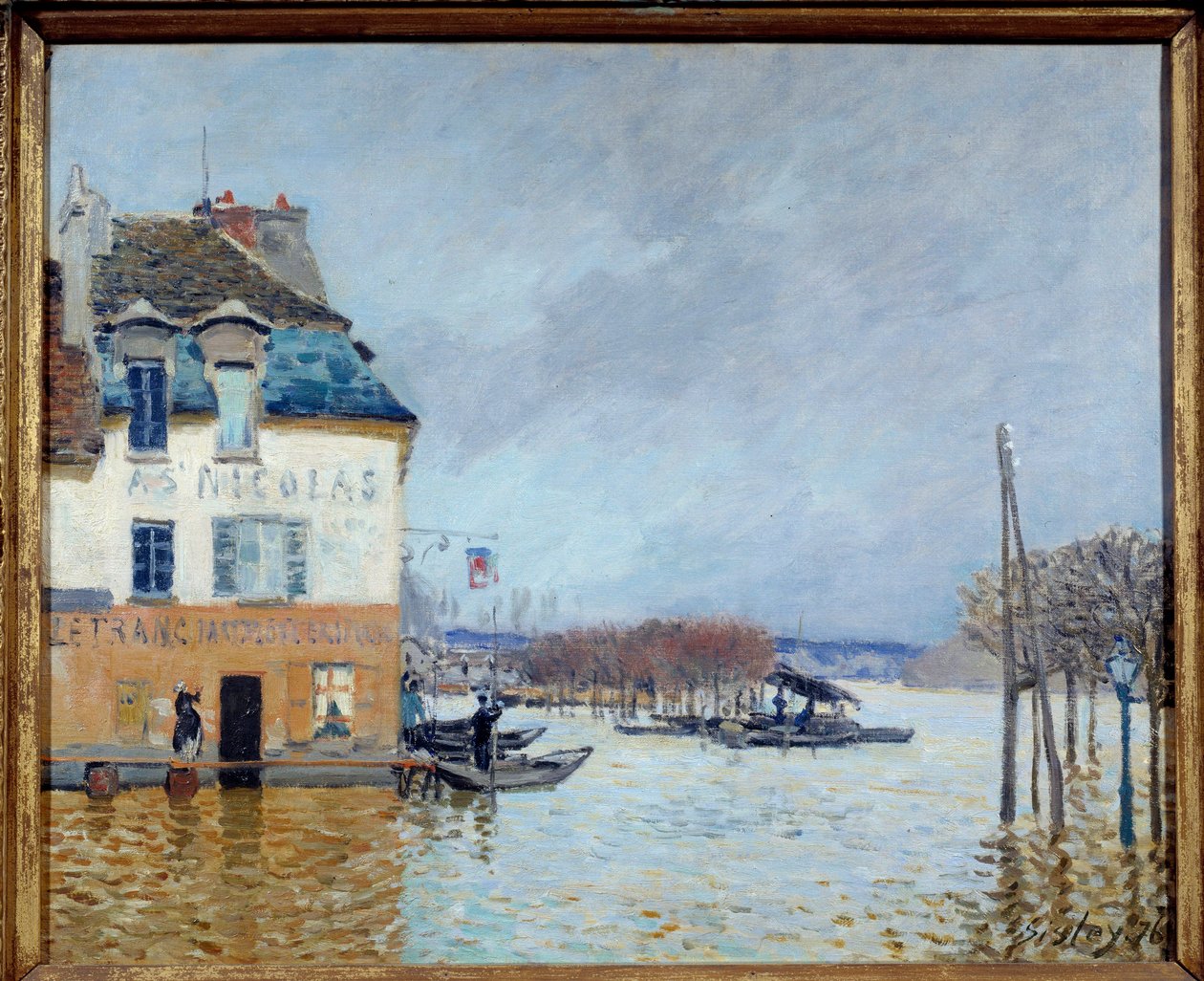 Inundação, Port Marly (Port-Marly) Pintura de Alfred Sisley (1839-1899) 1876 Sol. 0,5x0,61 m Rouen, musee des Beaux Arts de Alfred Sisley