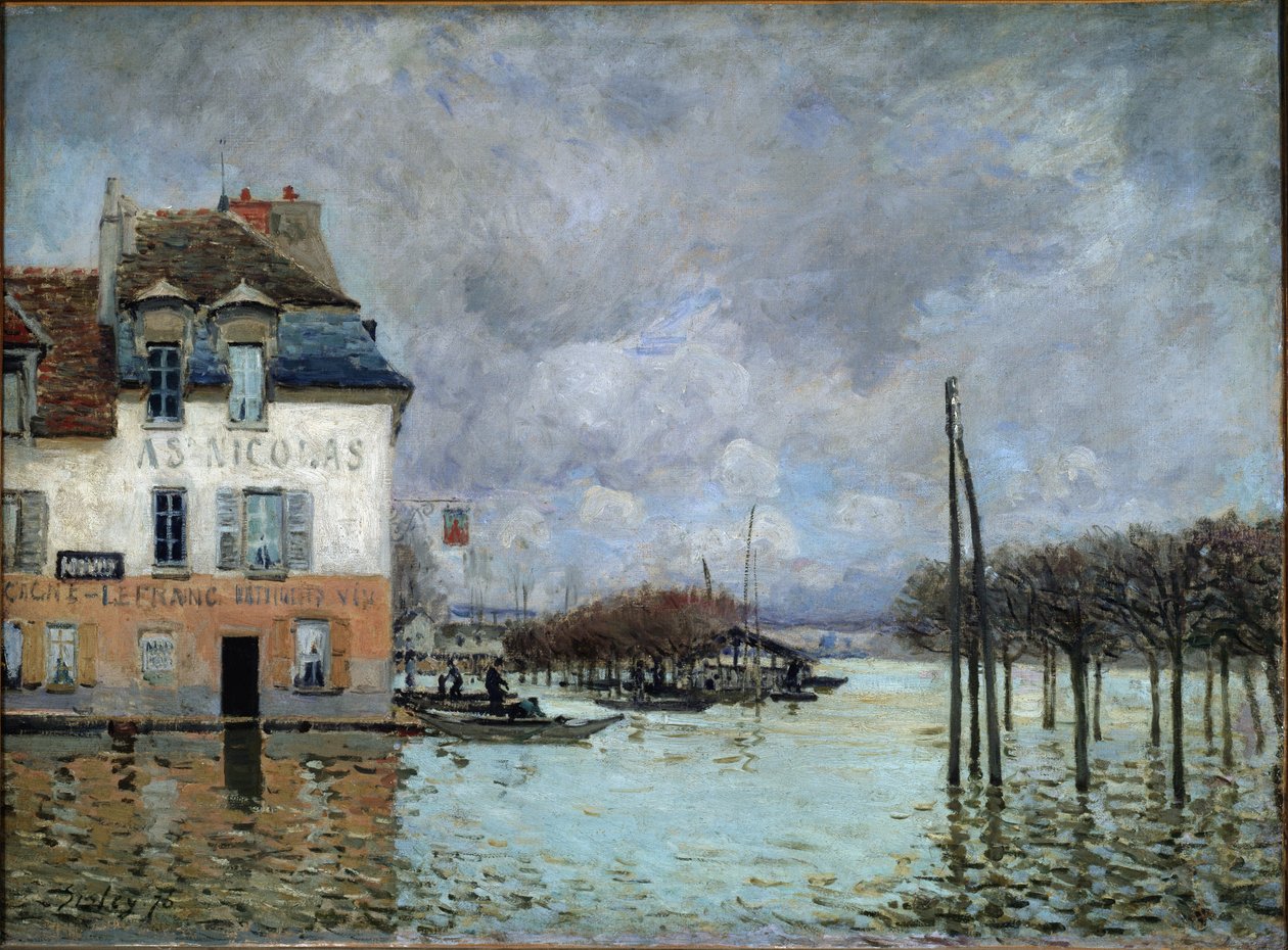 Inundação no Porto-Marly - Óleo sobre tela de Alfred Sisley