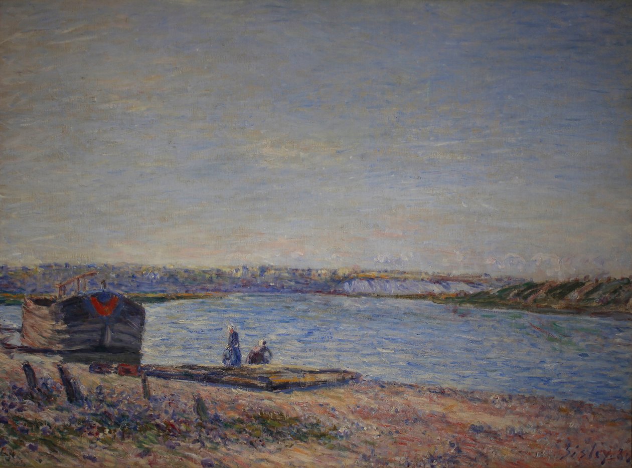 Francês: Les Côteaux de Veneux, visto de Saint Mammès de Alfred Sisley