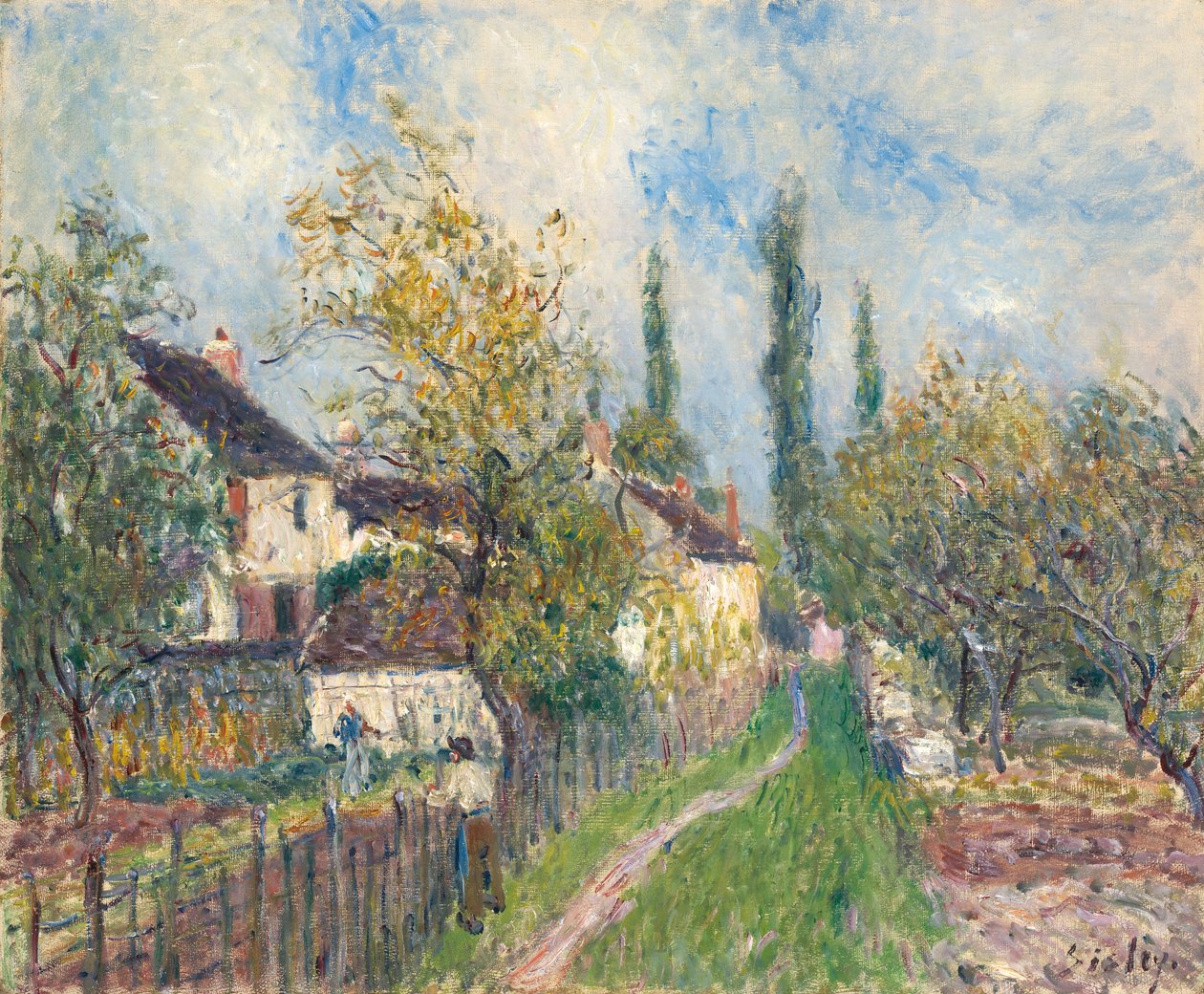 Francês: Un sentier aux Sablons Um caminho em Les Sablons de Alfred Sisley
