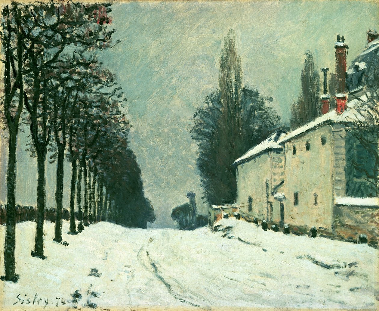 A estrada de Louveciennes, inverno, 1874 de Alfred Sisley