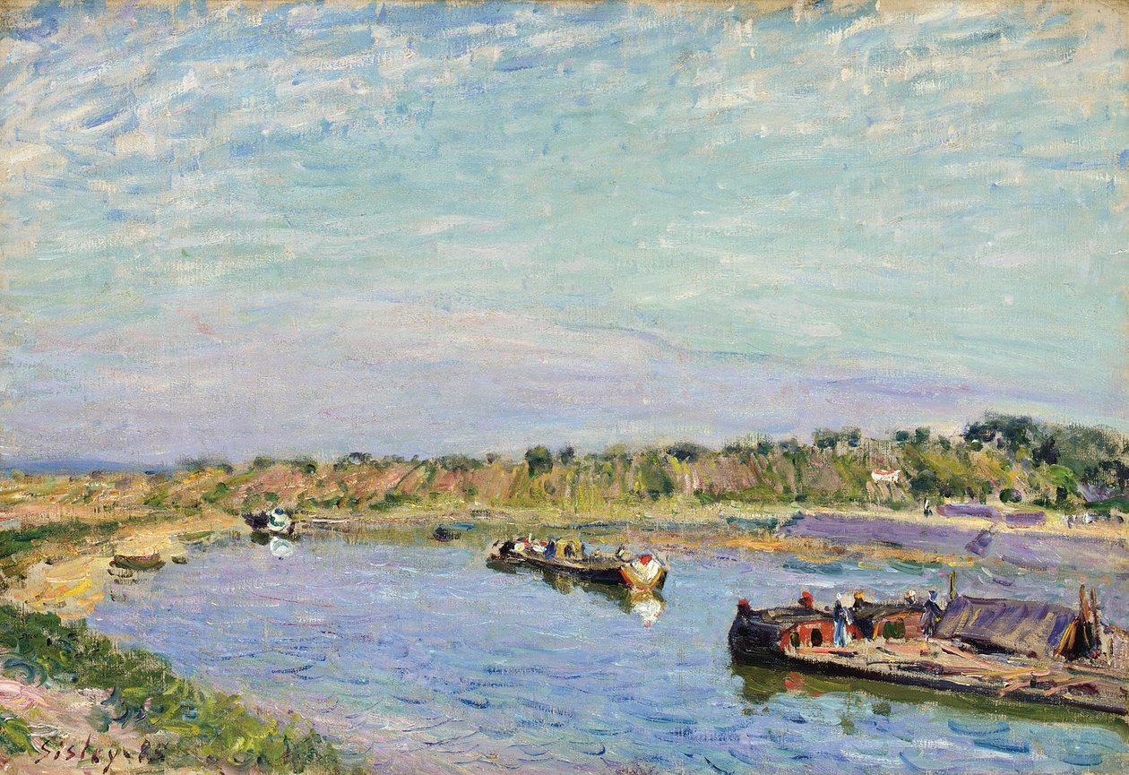 O porto de Saint Mammes, Le Matin, 1885 de Alfred Sisley