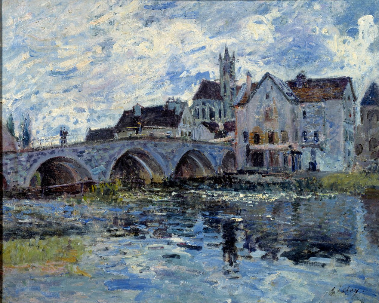 Le pont de Moret Painting de Alfred Sisley (1839-1899) Século XIX Le Havre, Musee des Beaux Arts de Alfred Sisley