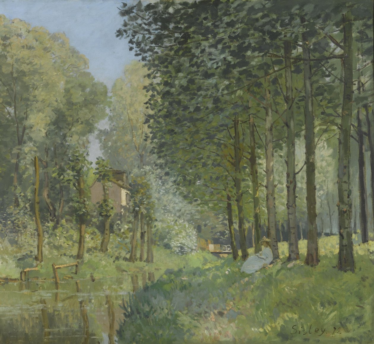 Descansar junto ao ribeiro. Borda do bosque de Alfred Sisley