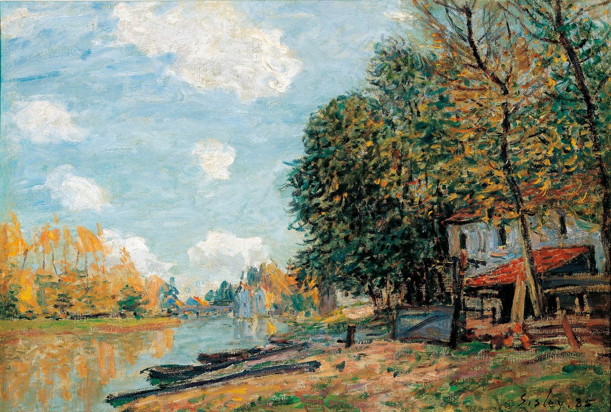Moret, Les rives de la riviere Loing - Peinture de Alfred Sisley (1839-1899) - Moret, The Banks of the River Loing - Óleo sobre tela de Alfred Sisley (1839-1899) de Alfred Sisley