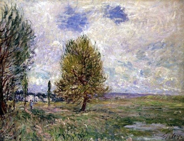 Planície em Veneux (óleo sobre tela) de Alfred Sisley