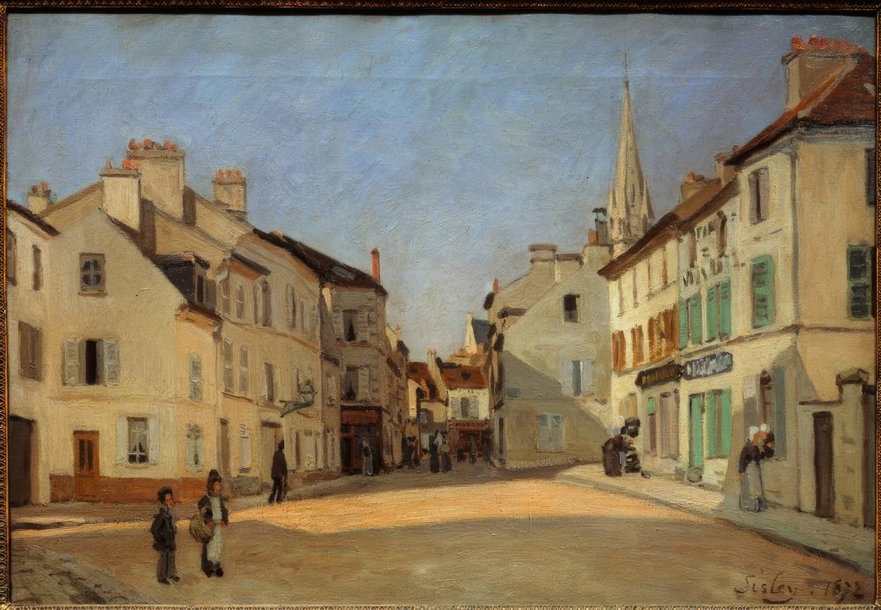 Rue de la Chaussée em Argenteuil, disse Place in Argenteuil de Alfred Sisley