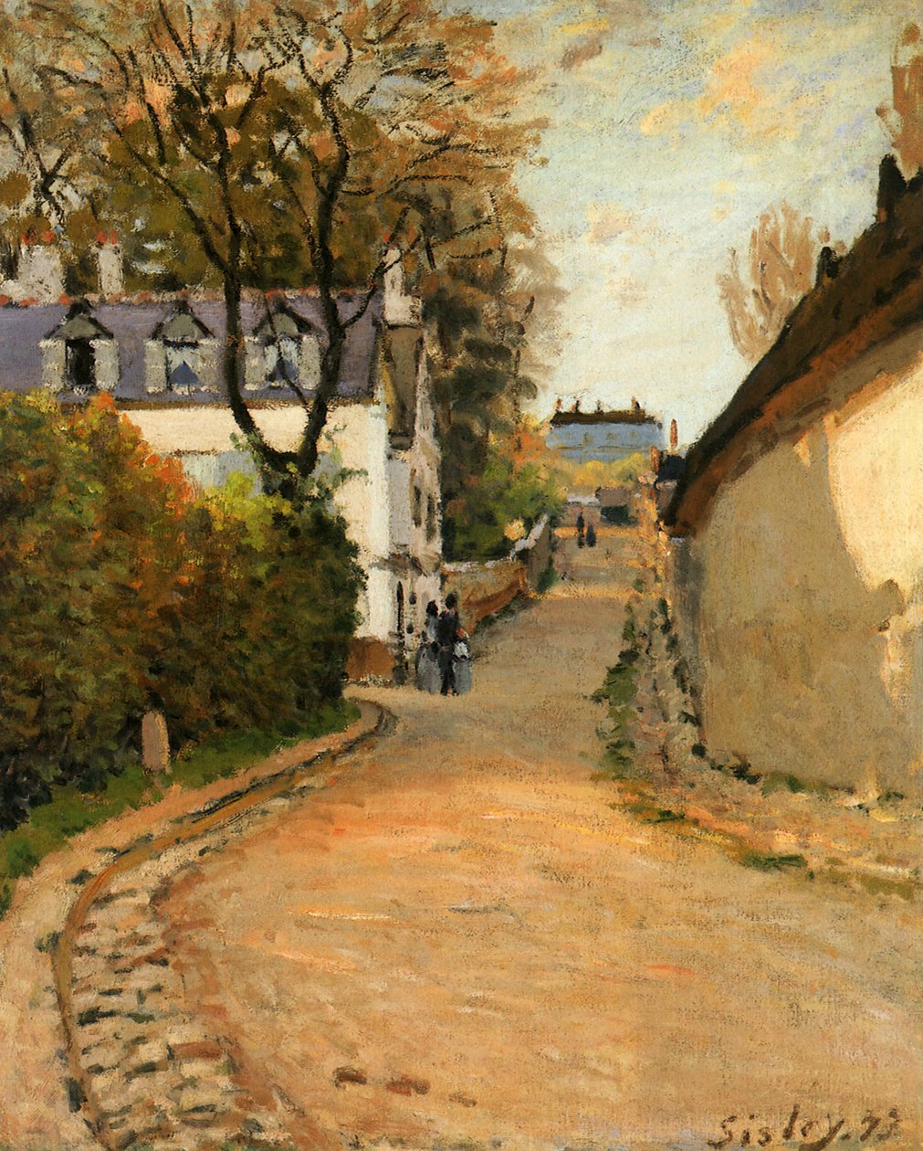 Rue de la Princesse, Louveciennes, olhando para Norte, c.1873 (óleo sobre tela) de Alfred Sisley