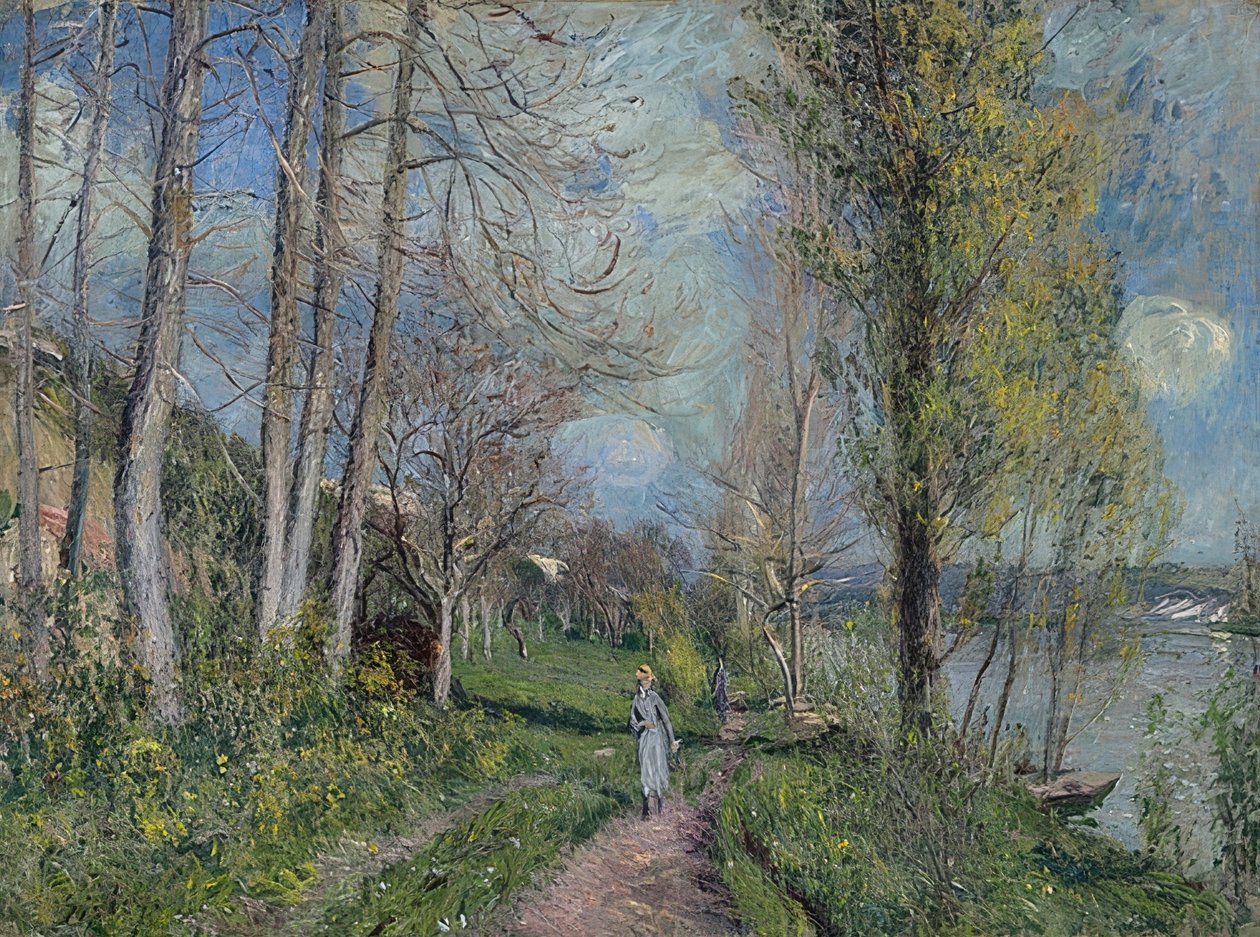 Banco do Sena em By. Por volta de 1880 81 de Alfred Sisley