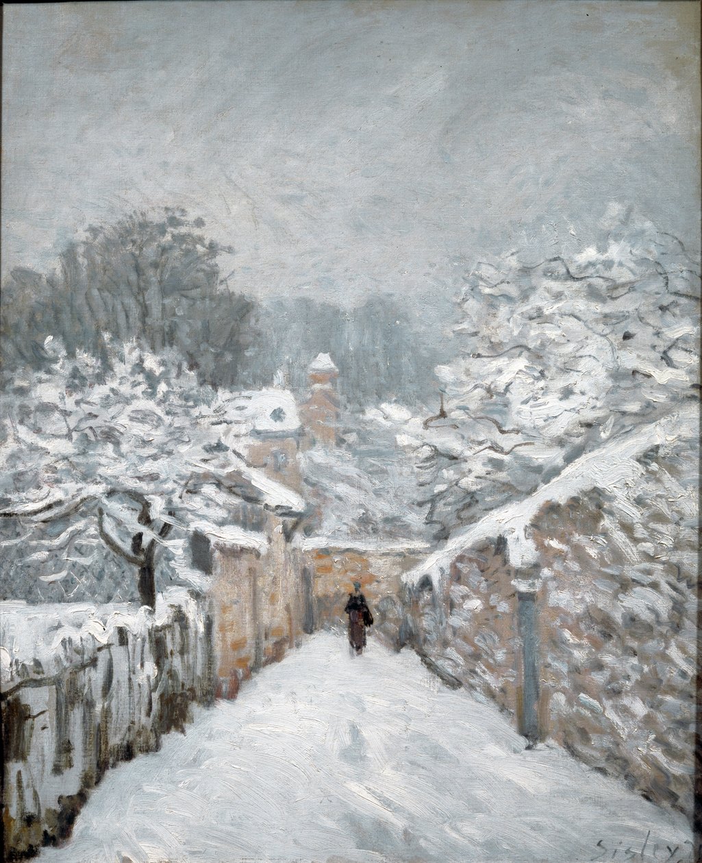Neve em Louveciennes. Óleo sobre tela de Alfred Sisley
