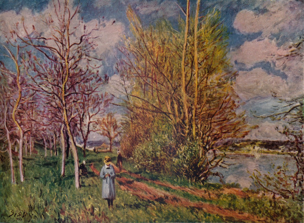 Primavera nas margens do rio, final do século XIX. 1941 de Alfred Sisley