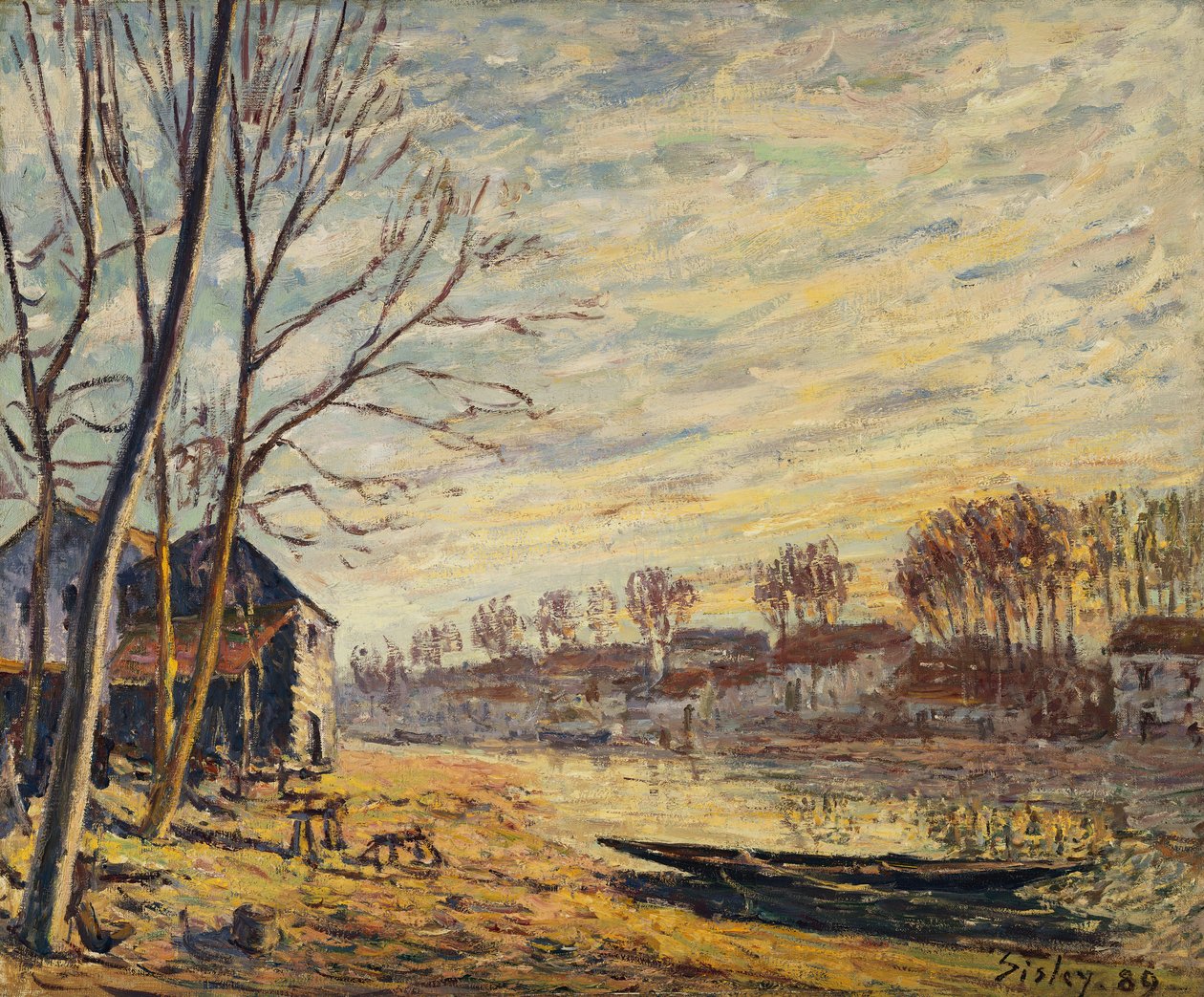 O Estaleiro em Matrat; Chantiers a Matrat, 1889 de Alfred Sisley