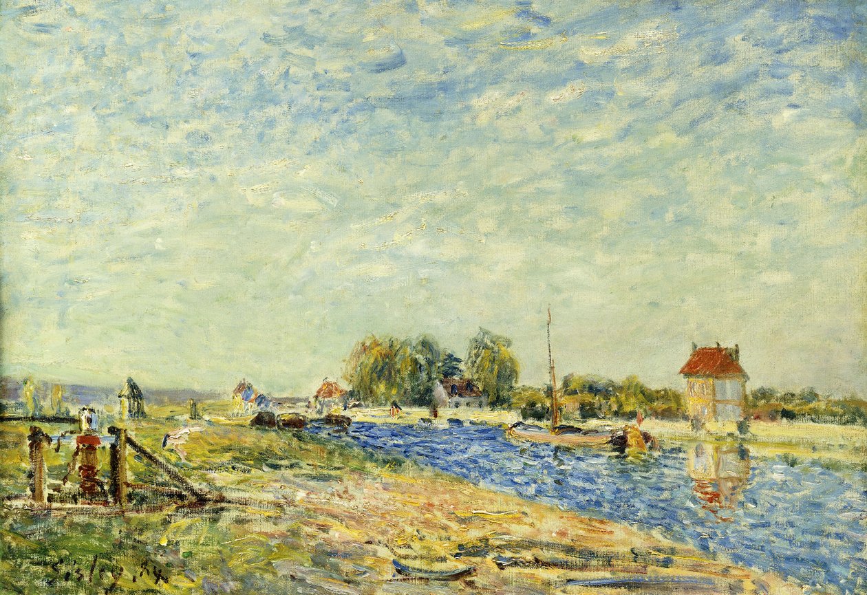 O canal em Loing; O Canal Loing, 1884 de Alfred Sisley