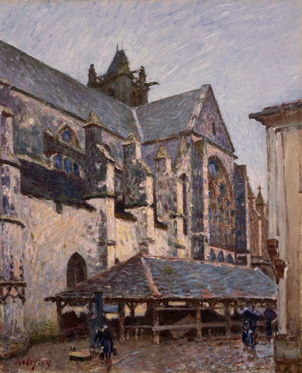 A igreja em Moret na chuva, 1894 de Alfred Sisley