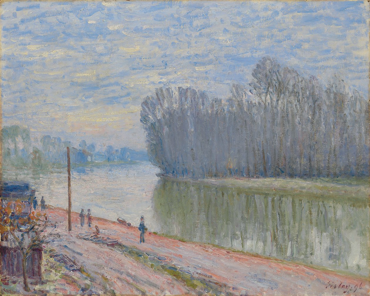 O Canal Loing, Manhã; Loing Canal, efeito de manhã, 1896 de Alfred Sisley