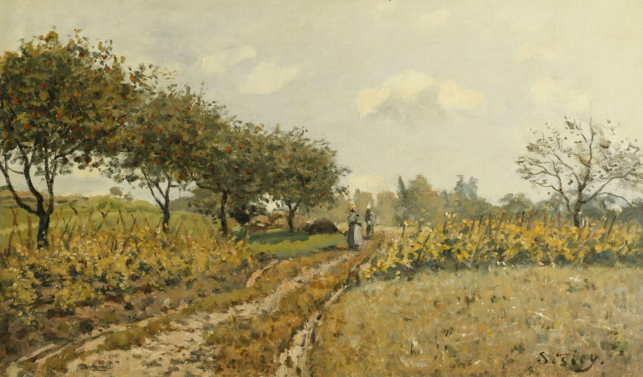 O caminho no campo; O Caminho no Campo, 1876 de Alfred Sisley