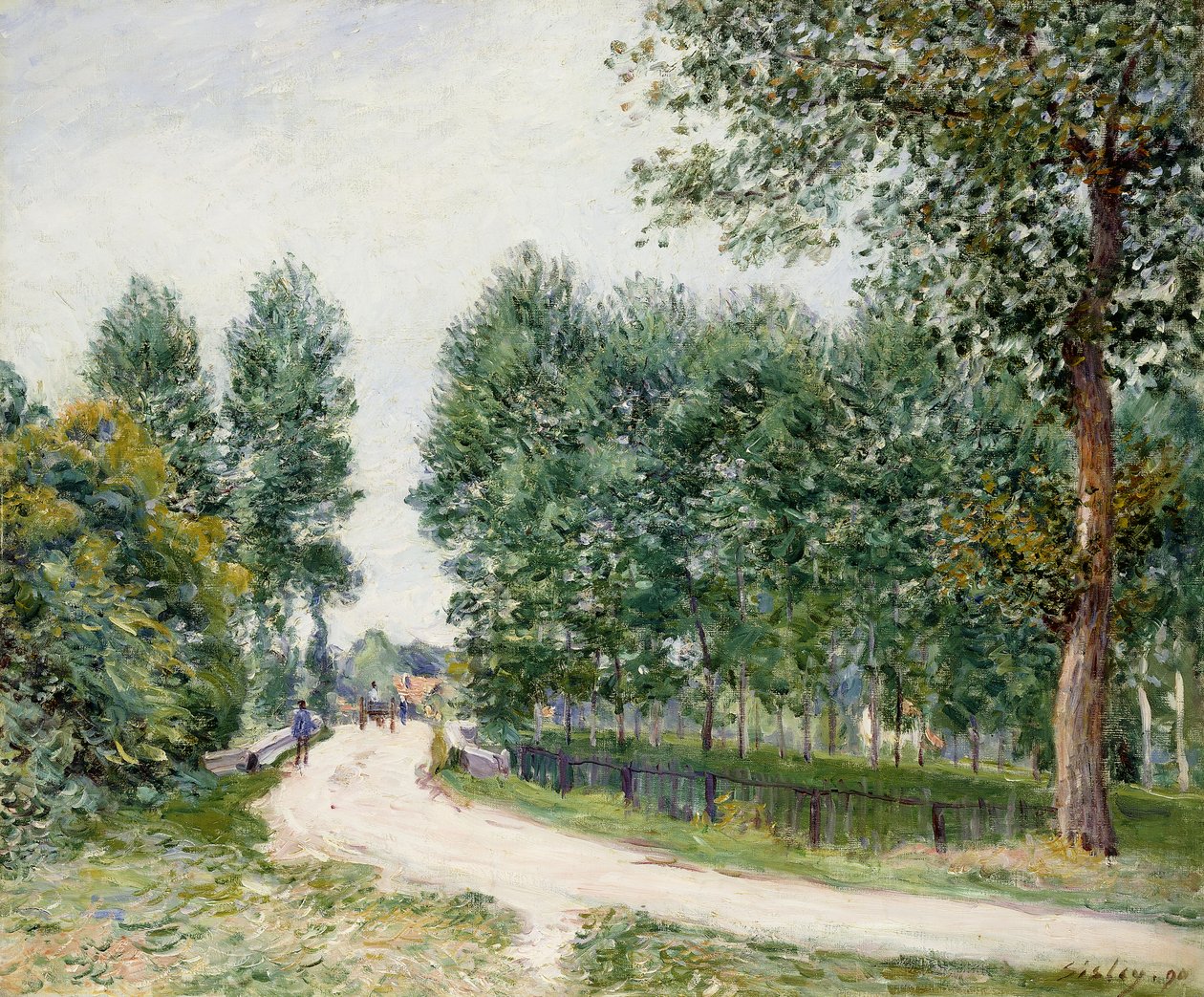 O caminho de Saint-Mammes, manhã; O Chemin de Saint-Mammes, manhã, 1890 de Alfred Sisley