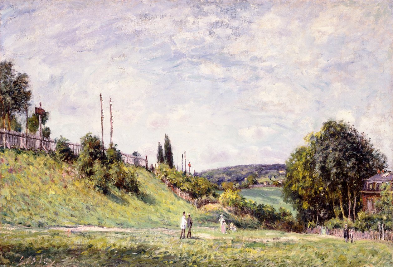 A encosta da estrada de ferro em Sevres, 1879 de Alfred Sisley