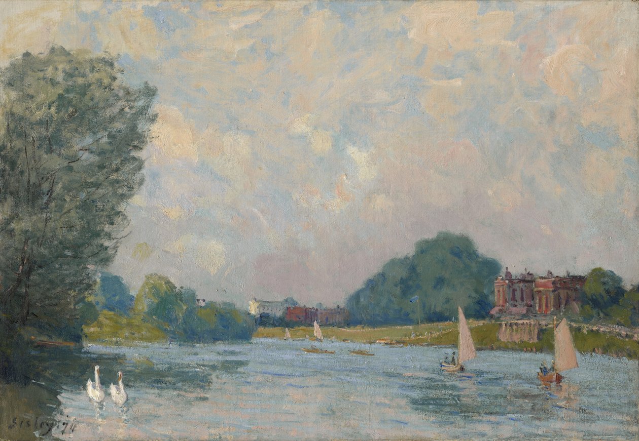 O Tamisa em Hampton Court, 1874 de Alfred Sisley