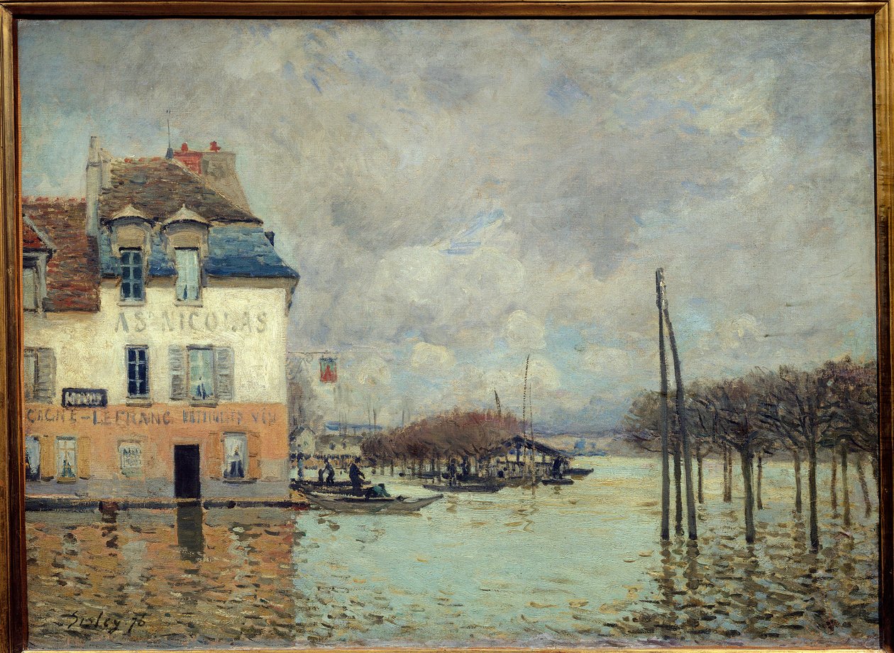 A inundação em Port Marly (Port-Marly) Pintura de Alfred Sisley (1839-1899) 1876 Dim. 0,60 x 0,81 m Paris, musee d