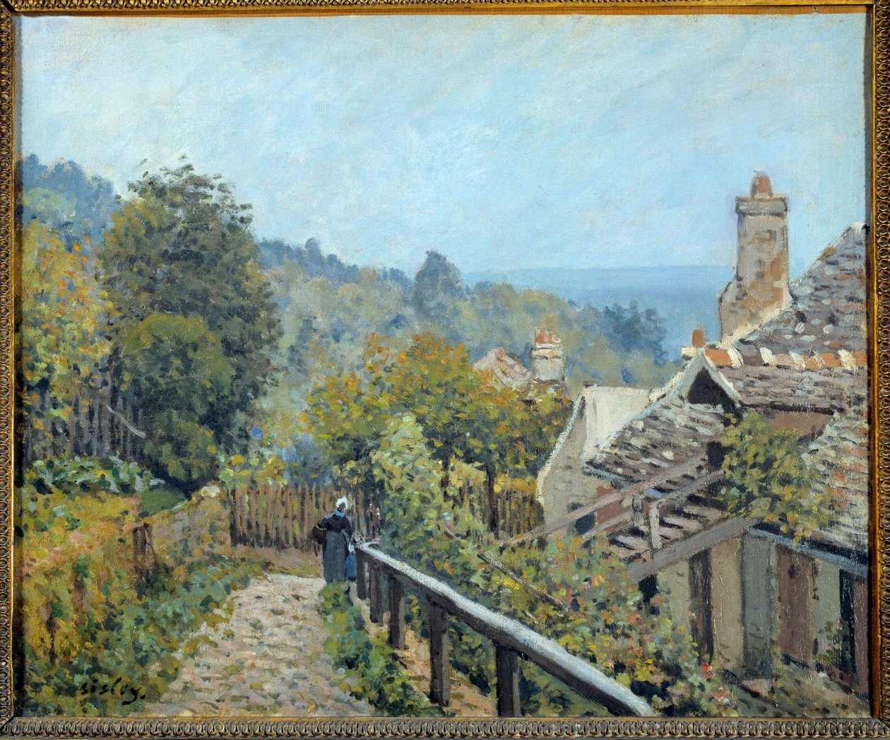 Vista de Louveciennes, caminho da costa média chamado de alturas por Marly Painting de Alfred Sisley (1839-1899) 1873 Sol. 0,38x0,46 m Paris, musee d