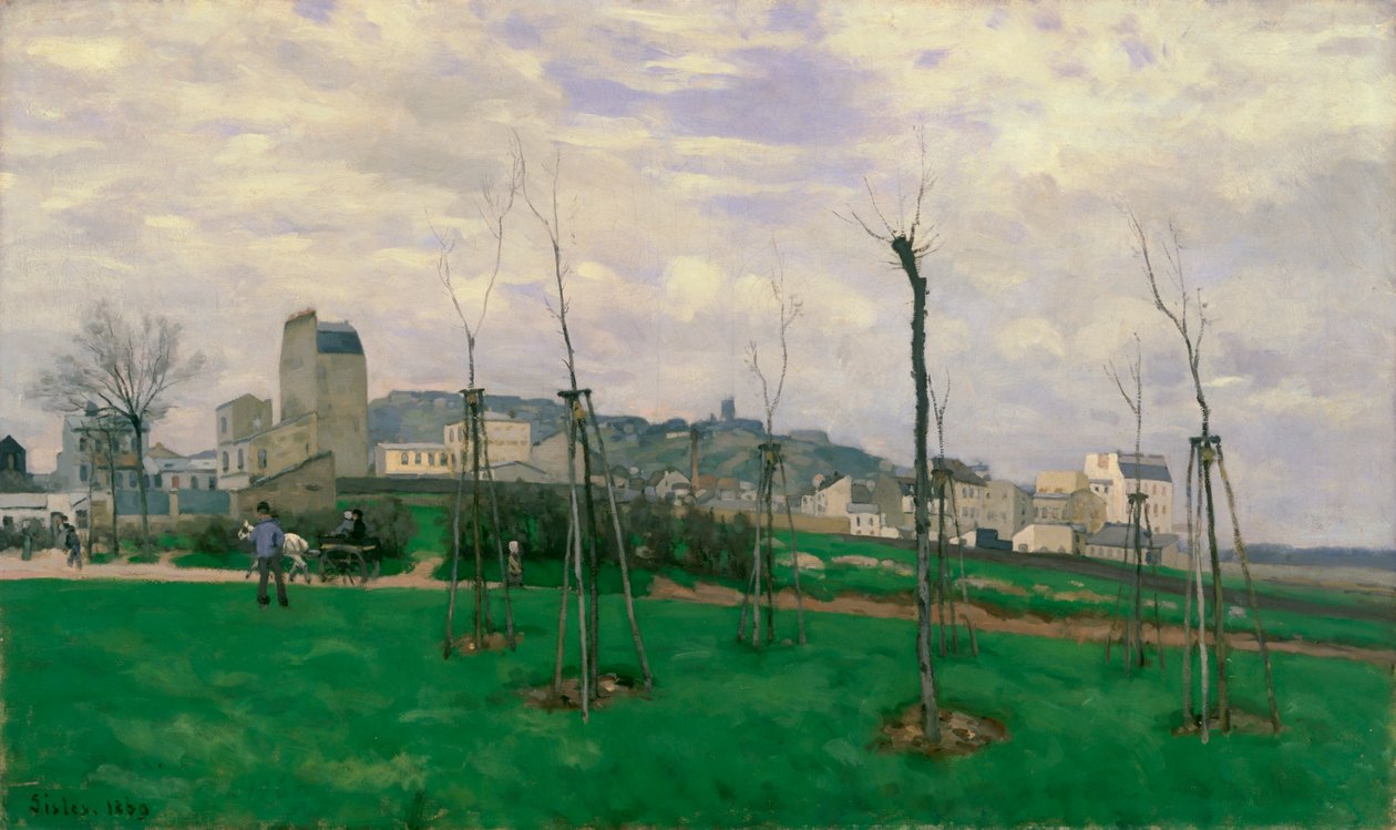 Vista de Montmartre da cidade das flores, 1869 de Alfred Sisley