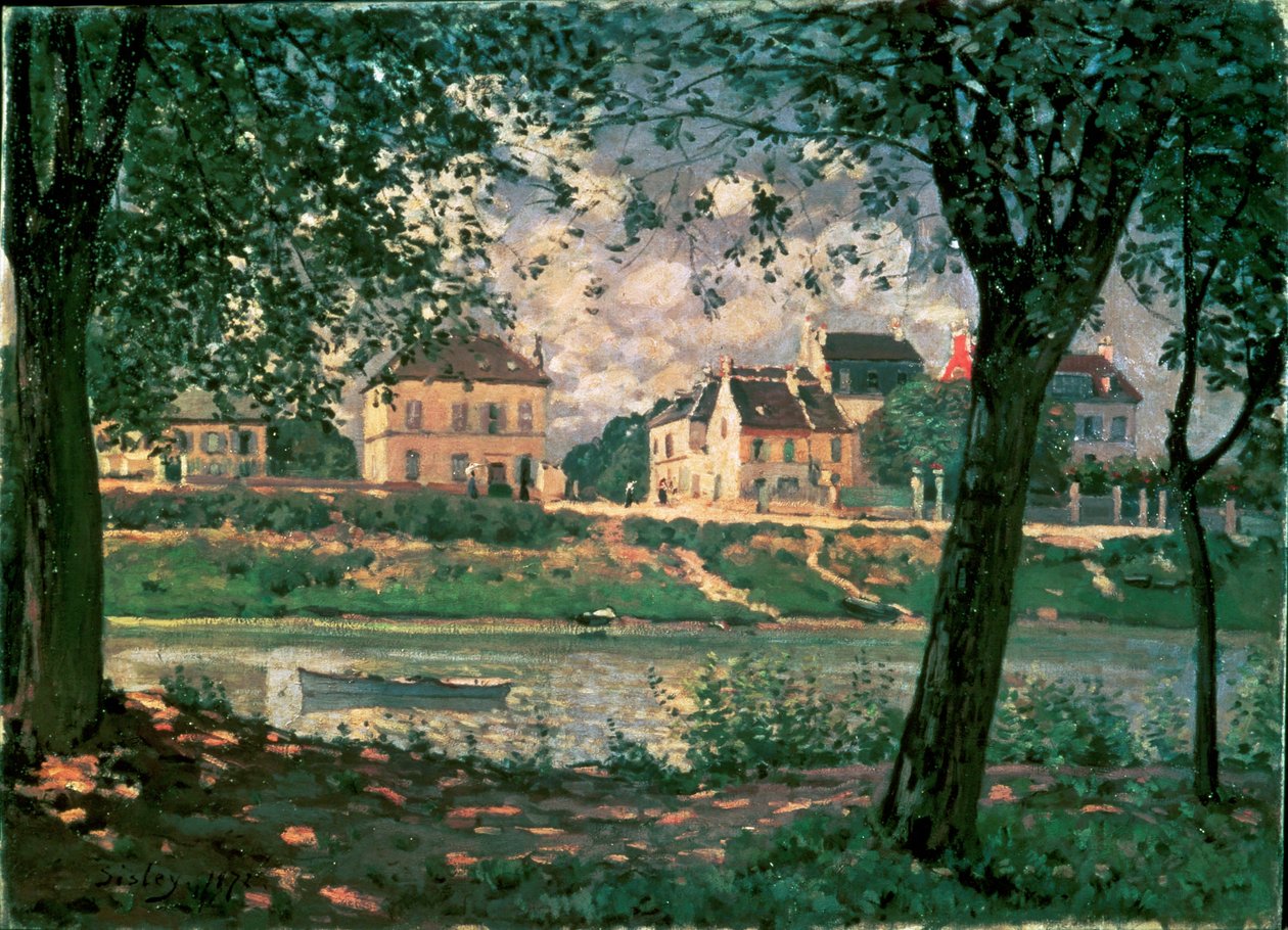 Aldeia à beira do Sena (pintura sobre tela) de Alfred Sisley